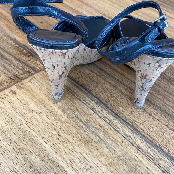 Black Franco Sarto’s in size 7.5 leather upper with cork wedge heels. - Picture 7 of 8